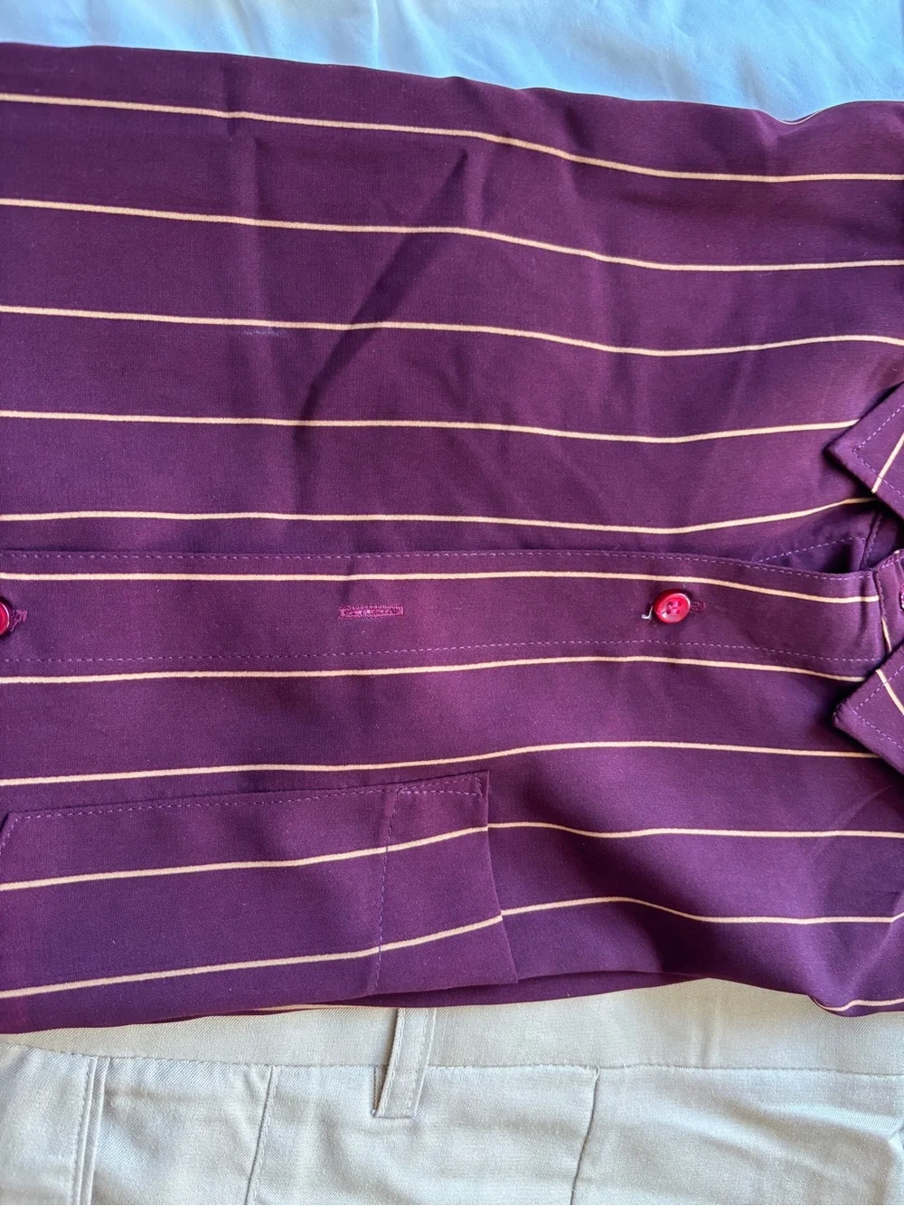 NEW Men’s Wine Stripe Formal Shirt & Beige Dress Pants Set XXL NWOT